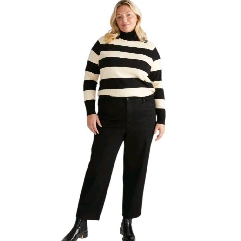 Universal Standard Donna High Rise Curve Straight Leg Jeans Womens 14 Black